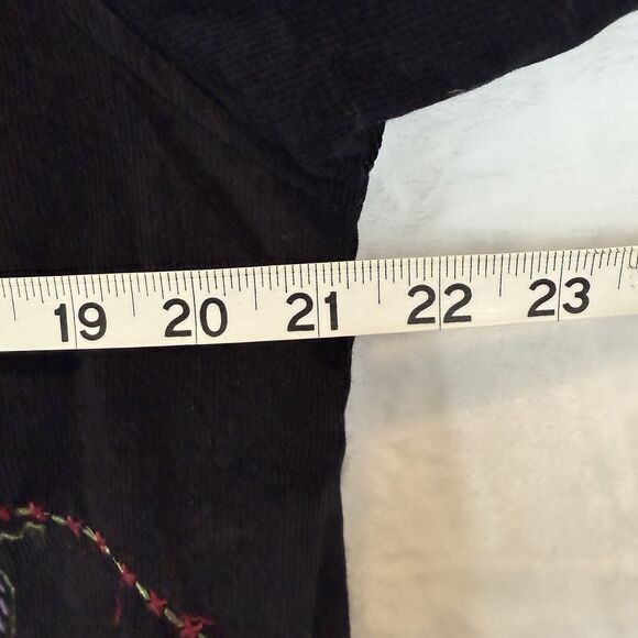 VTG Corduroy Jacket Black Grandma Embroidered Floral Boho Hippie 90s y2k - Picture 8 of 11